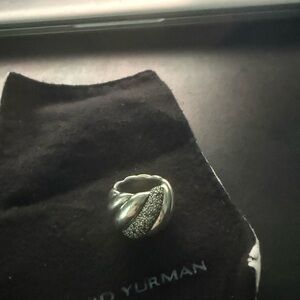 David Yurman Silver and Sapphire Cable Ring